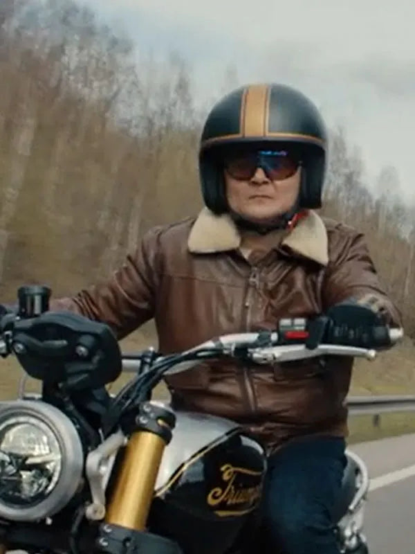 Matchbox The Movie 2026 Arturo Castro Brown Leather Jacket