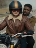 Matchbox The Movie 2026 Arturo Castro Brown Leather Jacket