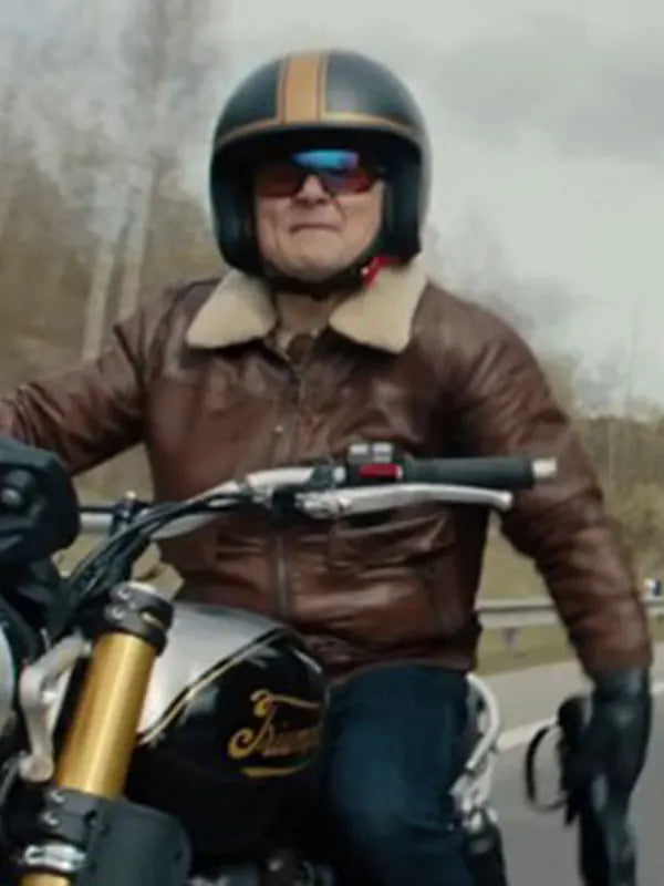 Matchbox The Movie 2026 Arturo Castro Brown Leather Jacket