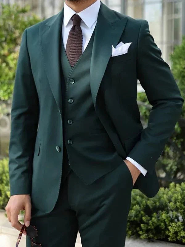 Men-Tuxedo-Dark-Green-Three-Piece-Suit