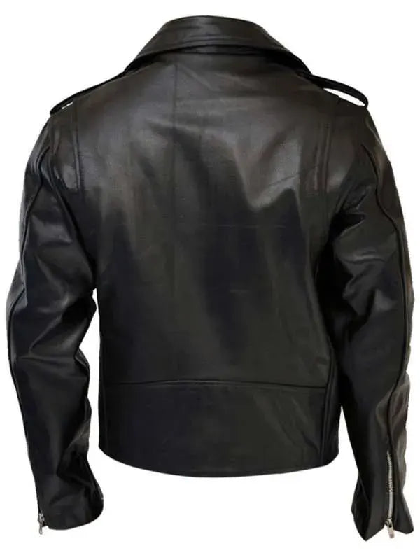 Men���s Terminator Black Classic Motorcycle Leather Jacket