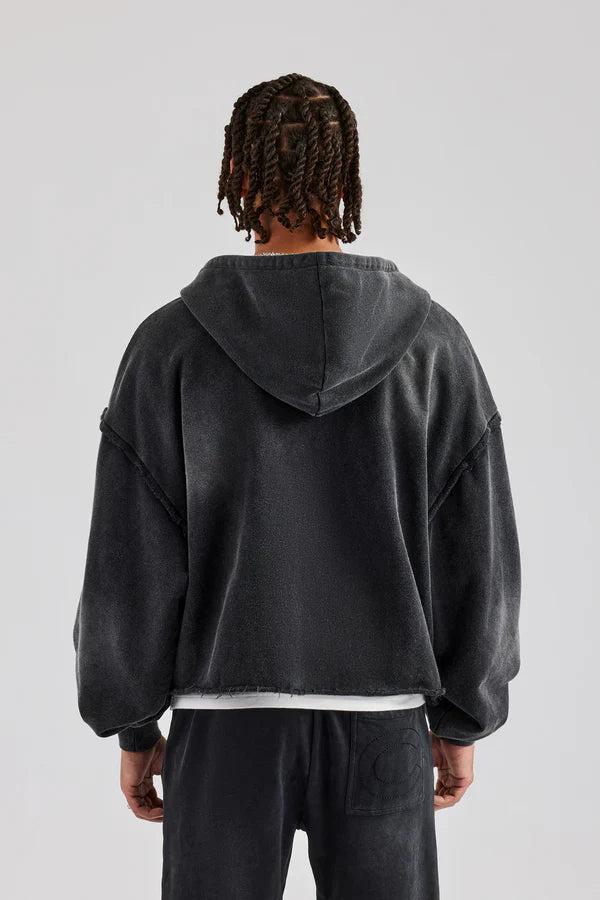 Men's acid wash zip hoodie, Hoodie Style 