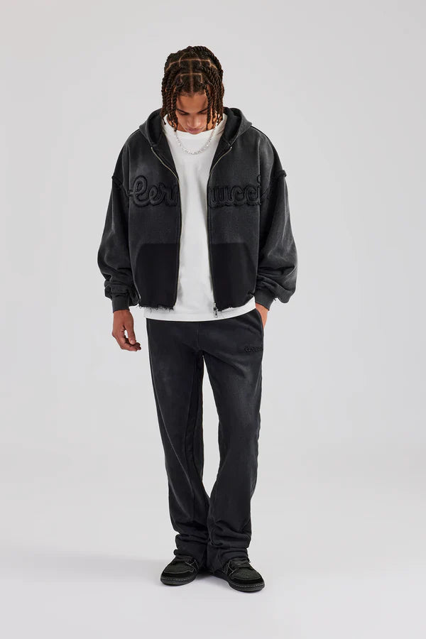 Men's acid wash zip hoodie, faded style