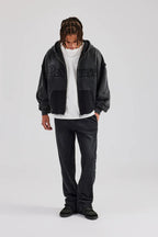 Men's acid wash zip hoodie, faded style