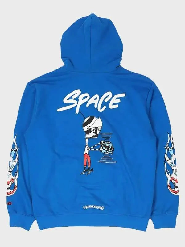 Men's blue graphic hoodie, Chrome Hearts