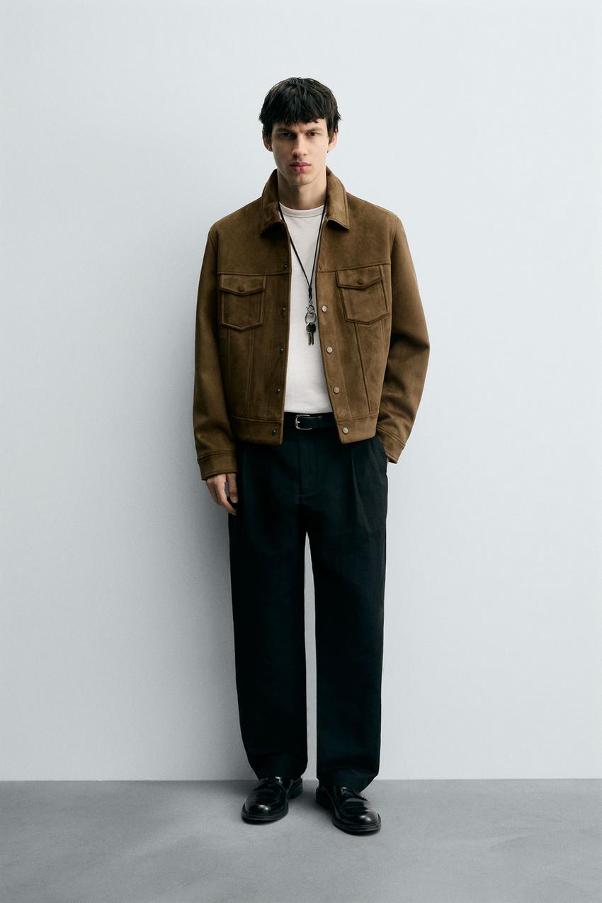 Men���s faux suede jacket, brown