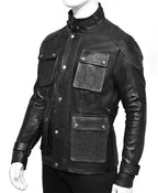 Men’s 4 Pockets Black Leather Jacket For Men