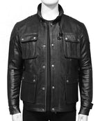 Men’s 4 Pockets Black Leather Jacket