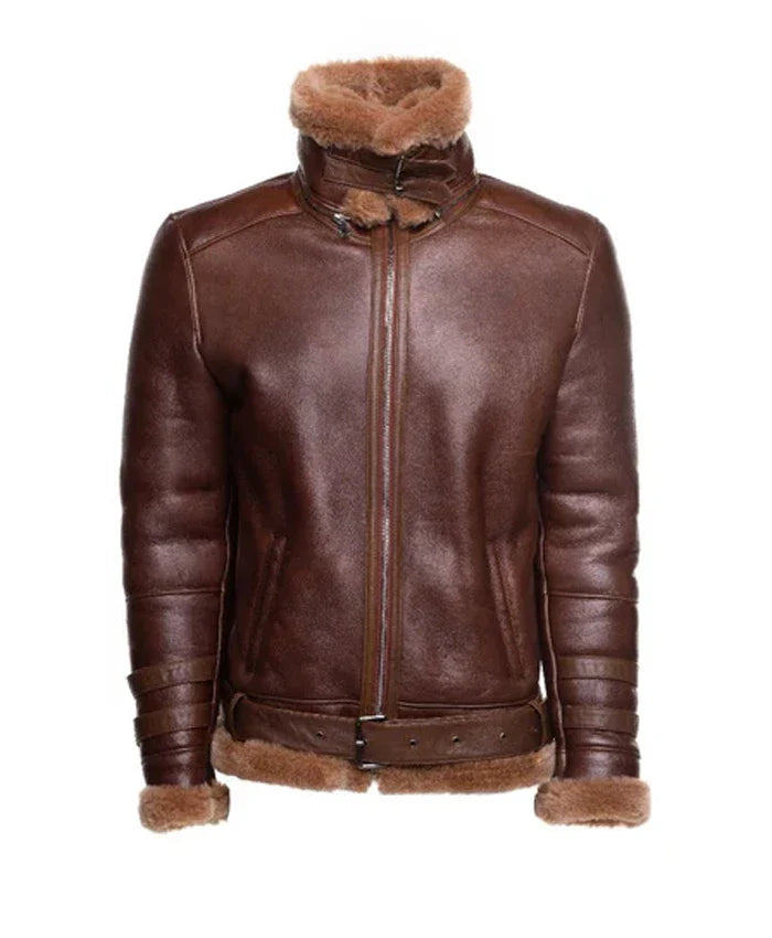 Mens B3 RAF Brown Leather Flight Bomber Jacket For Men