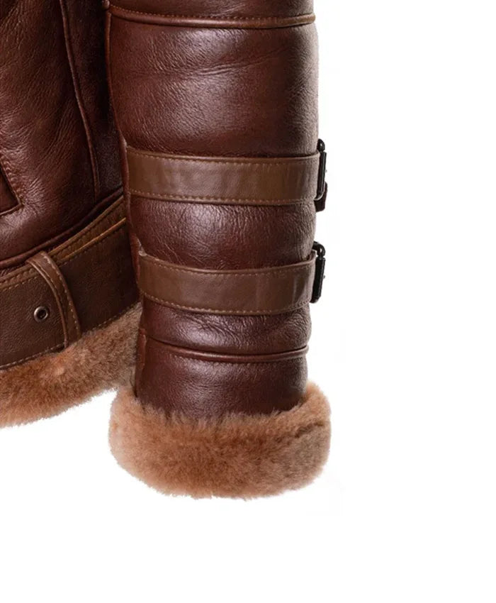 Mens B3 RAF Brown Leather Flight Bomber Jacket For Sale