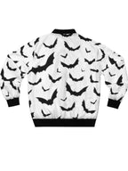 Halloween White & Black Bats Bomber Jacket