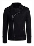 Mens Black Biker Suede Leather Jacket