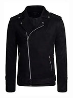 Mens Black Biker Suede Leather Jacket
