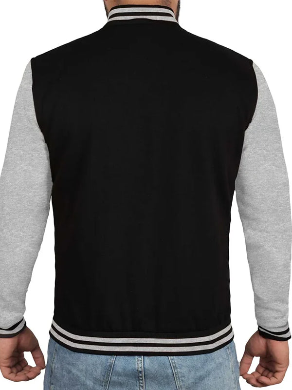 Men’s-Black-Grey-Varsity-Bomber-Jacket-Back