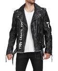 Mens Black Leather Biker Jacket