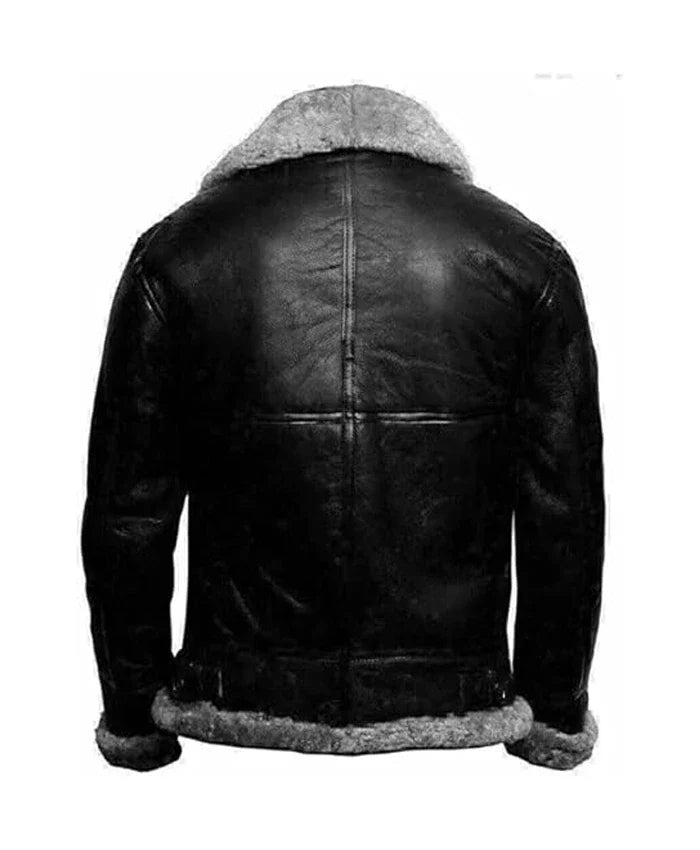 Mens Black RAF B3 Bomber Jacket Fur Collar For Sale