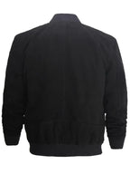 Black Suede Leather Bomber Jacket