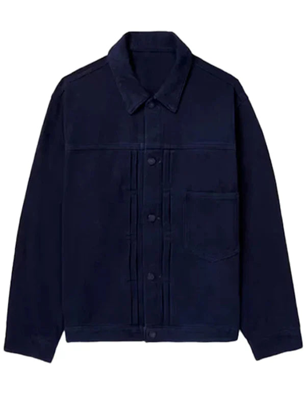 Men’s Blue Suede Leather Trucker Jacket