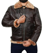 Mens Brown B3 Leather Aviator Jacket For Men