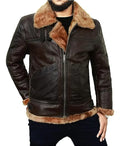 Mens Brown B3 Leather Aviator Jacket