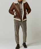 Men’s Brown Leather Aviator Jacket In Canada