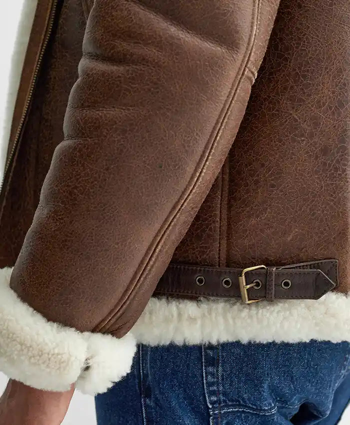 Men’s Brown Leather Aviator Jacket In USA