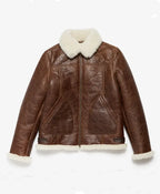 Men’s Brown Leather Aviator Jacket