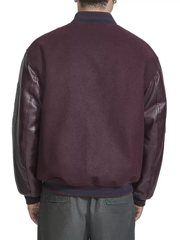 Mens-Burgundy-Lettermen-Bomber-Jacket-Back