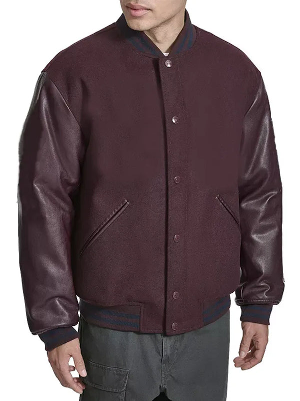 Mens-Burgundy-Lettermen-Bomber-Jacket