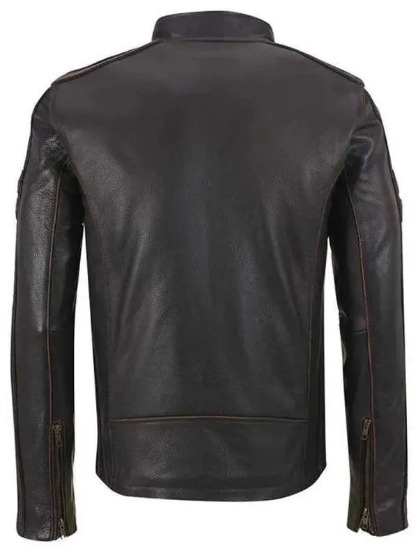 Cafe Racer Brown Leather Jacket