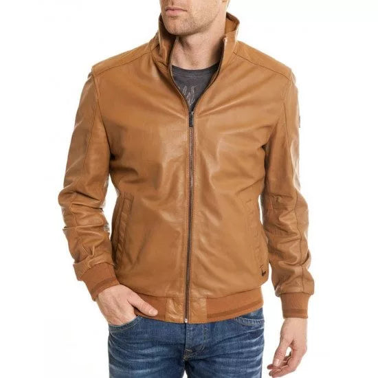 Men’s Casual Bomber Camel Brown Jacket