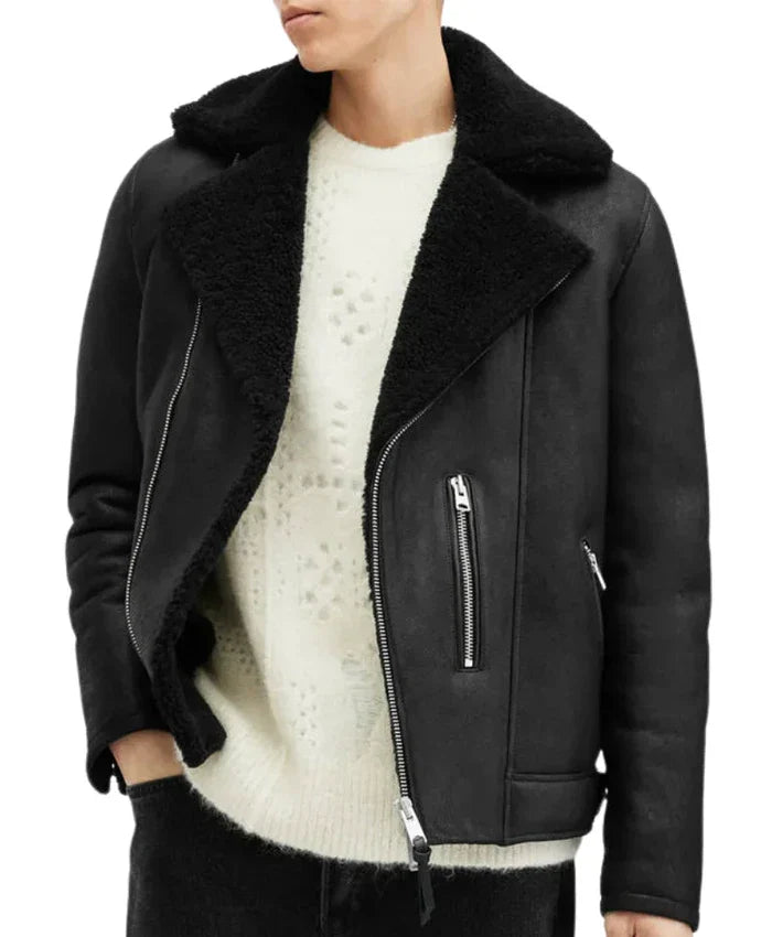 Men’s Dark Black Leather Jacket For Men