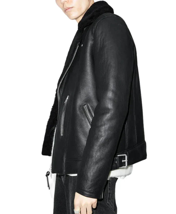 Men’s Dark Black Leather Jacket In USA