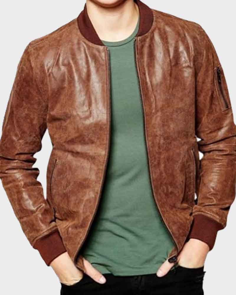 Mens Dark Brown Bomber Jacket