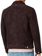 Men’s Dark Brown Suede Leather Trucker Jacket Buy