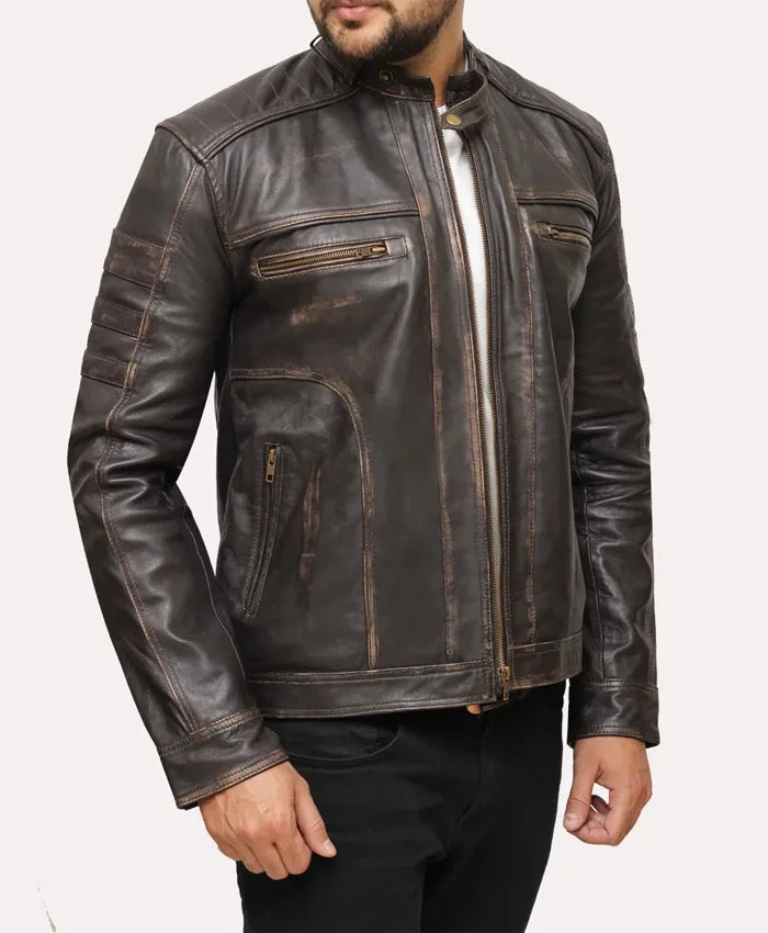 Men’s Distressed Vintage Brown Leather Jacket