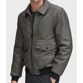 Mens-Grey-Leather-Bomber-Jacket