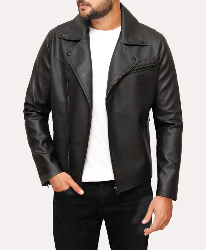 Men’s Herry Black Leather Moto Jacket For Men