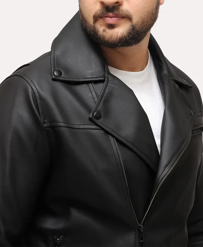 Men’s Herry Black Leather Moto Jacket In UK