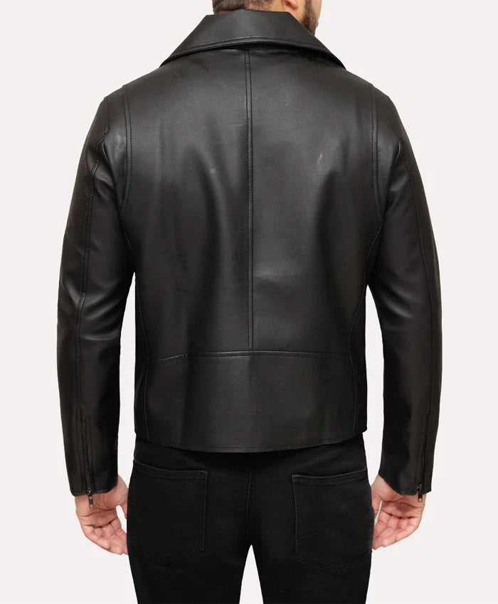 Men’s Herry Black Leather Moto Jacket In USA