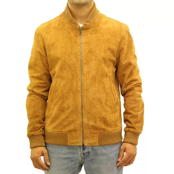 Men’s Letterman Yellow Suede Jacket