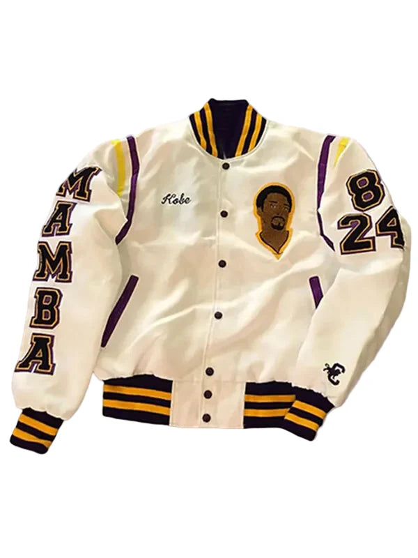 Mens-Mamba-White-Varsity-Jacket