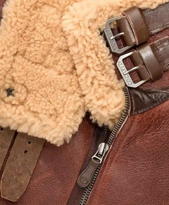 Men’s Maroon RAF Aviator B3 Leather Bombardier Jacket In USA