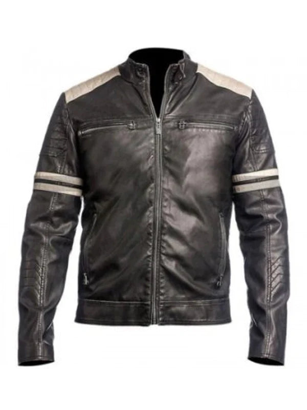 Mens-Motorcycle-White-Stripes-Black-Leather-Jacket