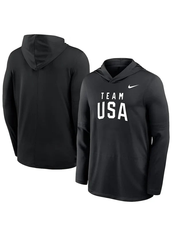 Mens-Nike-Black-Team-USA-Lightweight-Dri-FIT-Long-Sleeve-Hoodie-T-Shirt