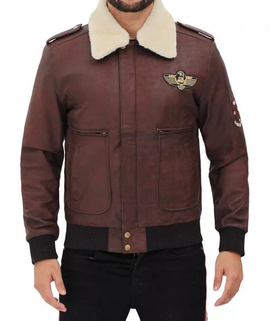 Mens Pierson Bomber Jacket With Shearling Collar For Sale