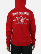 Mens-True-Religion-Zip-Up-Hoodie-Red