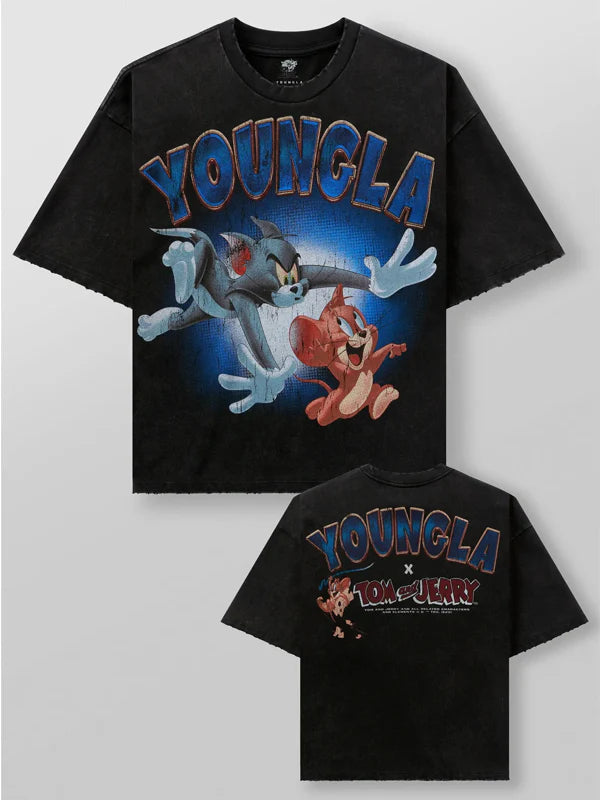 Mens-Youngla-Tom-And-Jerry-Big-Logo-Shirt