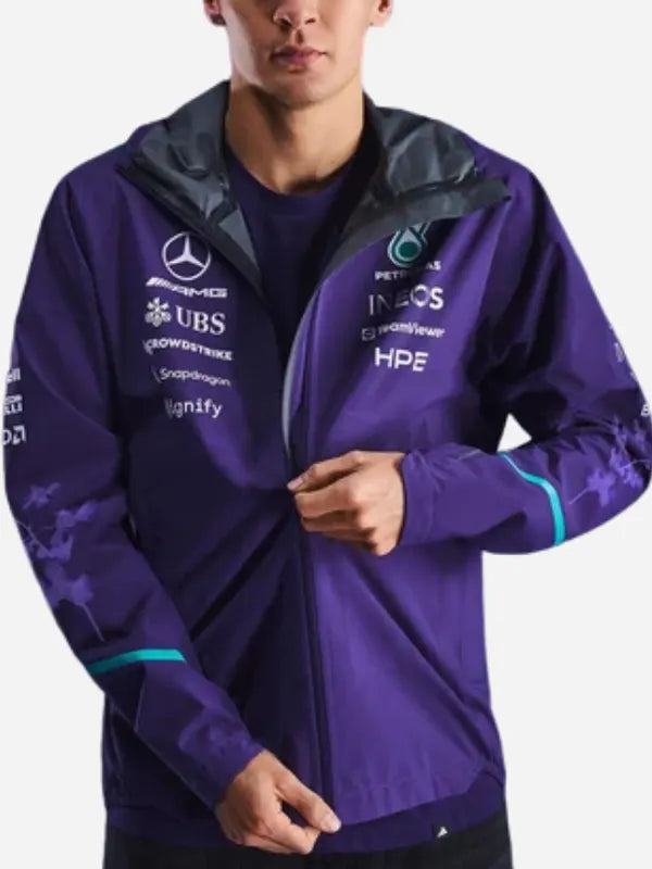 Mercedes AMG F1 Vanda Bloom Team Rain Purple Jacket