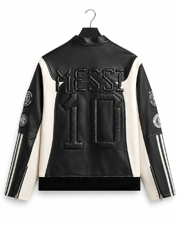 Lionel Messi Football Black Leather Biker Jacket